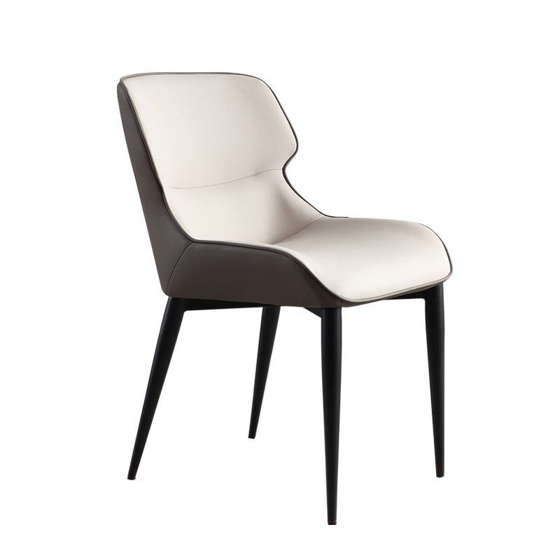 Sillas de comedor con brazo trasero de diseño moderno, sillas de comedor de cuero para cocina (juego de 2)