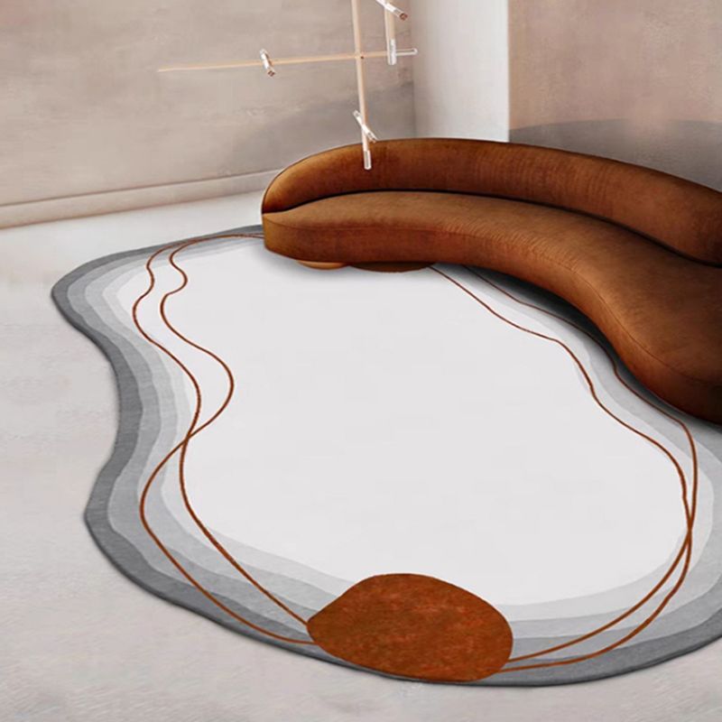 Dark Brown Casual Rug Polyester Circle Rug Stain Resistant Rug for Home Decoration