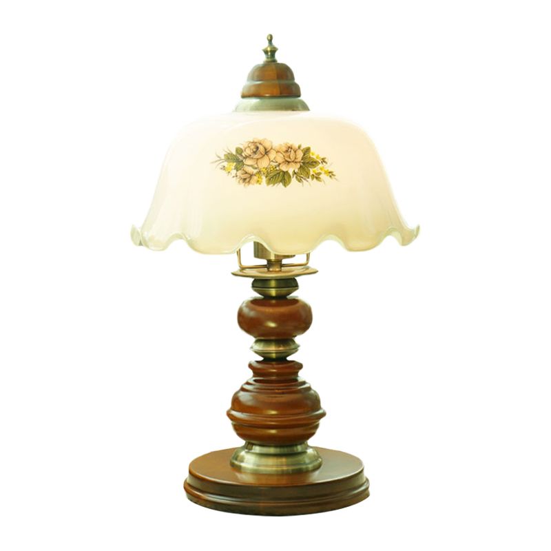 Opal Glass Brown Smasled Table Lighting Dome Dome 1-Bulb Classic Liking Light With Baluster Design