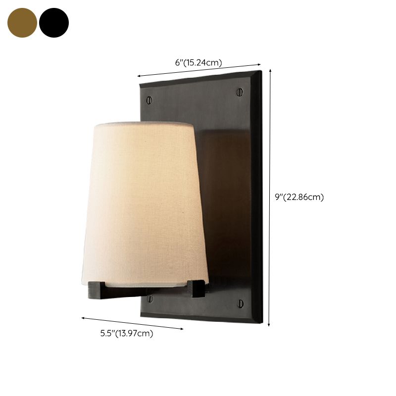 Modern Metal Wall Sconce Cone Shape Wall Light with Fabric Shade for Bedroom