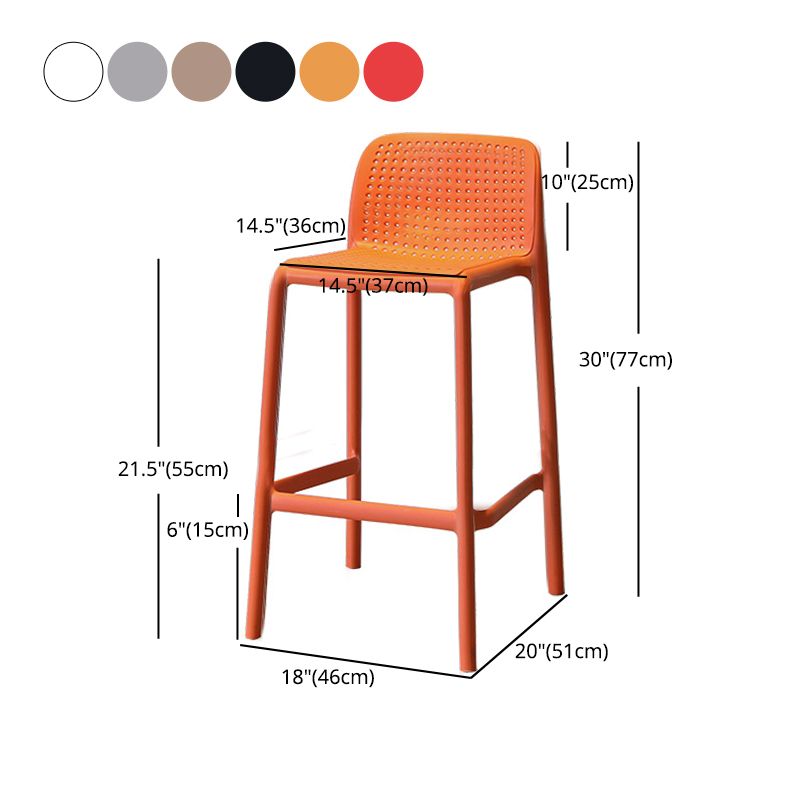 Modern Style Low Back Bar-stool Square Counter Bar Stool with Plastic Legs