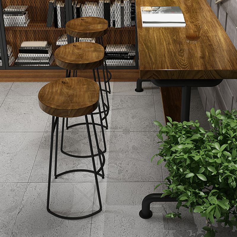 Modern Solid Wood Dining Stools Backless Barstools with Footrest