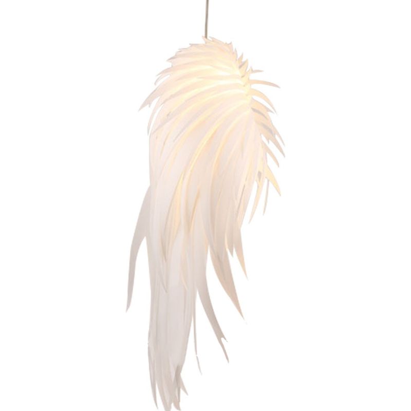 Angel Wing Feather Pendant Lighting Minimalist Plastic White Hanging Lamp for Living Room