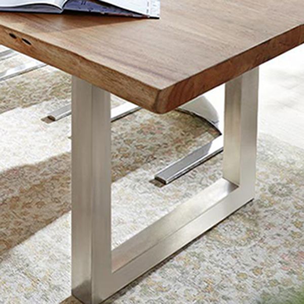 Table moderne en bois massif pour restaurant Table à manger rectangulaire avec double piédestal