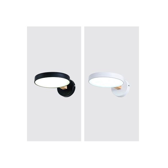 Modern Minimalist Circular LED Wall Lamp Wrought Iron Macaron Wall Light with Acrylic Shade