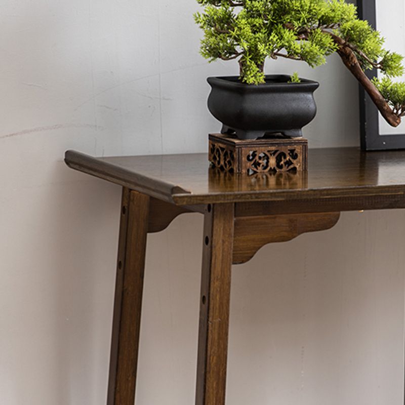Mid-Century Modern Console Table Dark Brown Solid Wood Rectangle Console Table