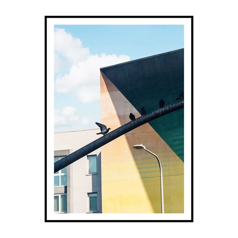 House Close-Up View Painting Canvas Pastel Color Contemporary Wall Art for Home