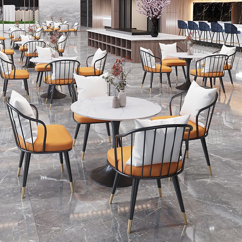 Round Traditional Luxury Dining Table White Stone Top Dinette Table