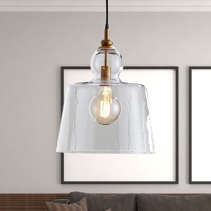 Industrial Upside-Down Trifle Pendant Lighting One-Light Clear Glass Hanging Light Fixture in Gold/Chrome