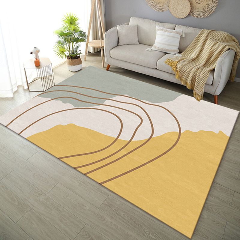 Simplicity Carpet Contemporary Polyester Rug Washable Indoor Rug for Home Decor