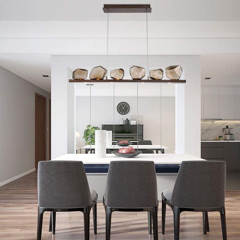 Contemporary Style Geometry Island Lights Clear Glass 6 Light Island Pendant Lights