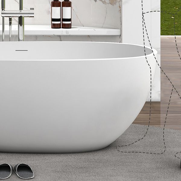 Modern Ellipse Stone Bathtub Freestand Soaking Bathtub with Overflow Hole