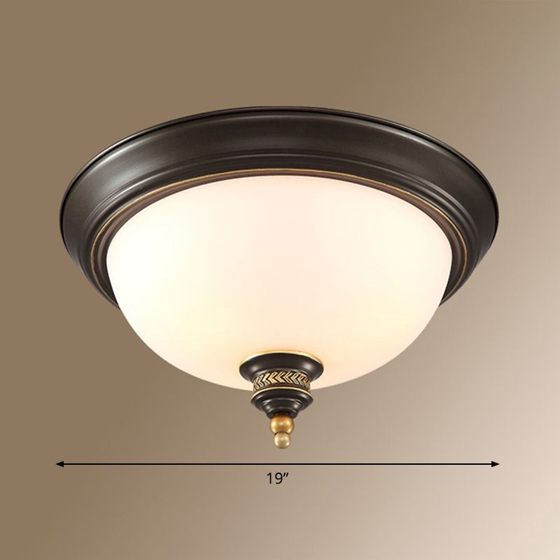 Classic Dome Shaped Ceiling Lighting Frosted Glass Flush Mount Light Fixture for Bedroom