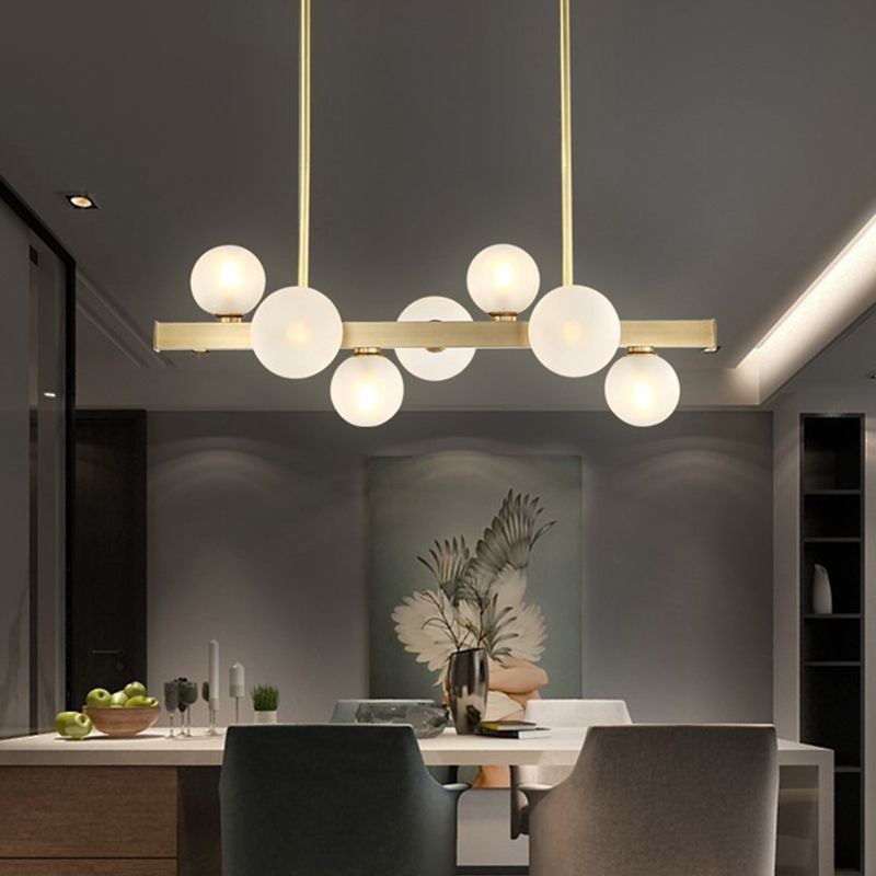 Light de plafond sphérique d'île sphérique d'île Gold linéaire moderne pour table