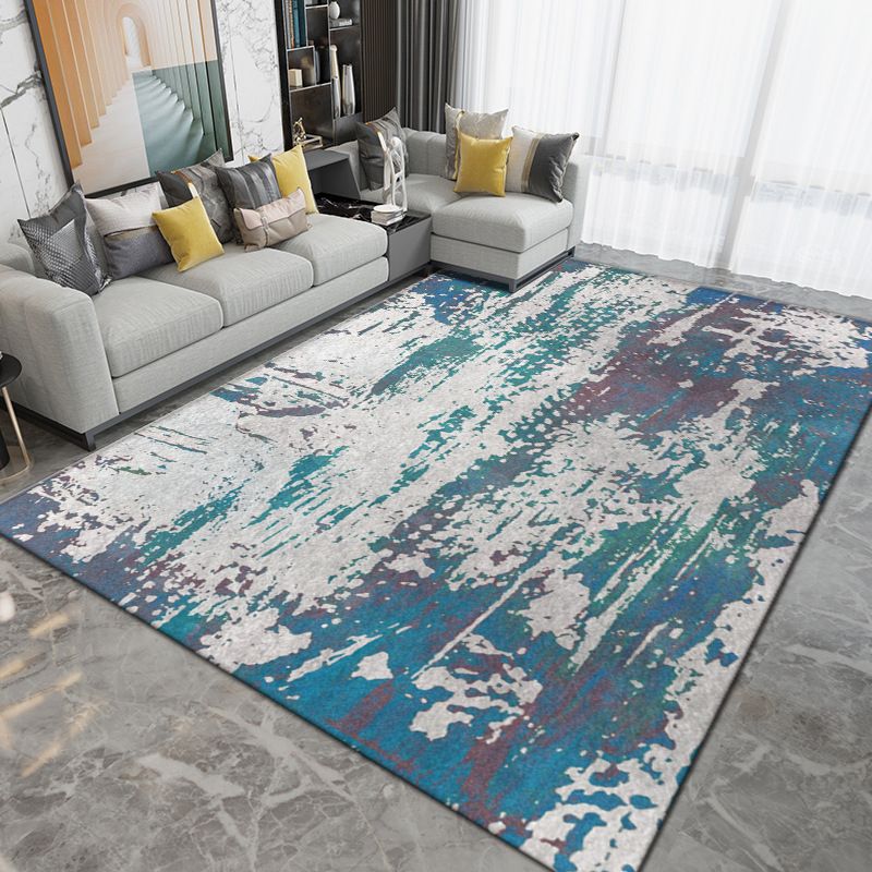Black Modern Rug Polyester Pattern Indoor Rug Washable Rug for Living Room