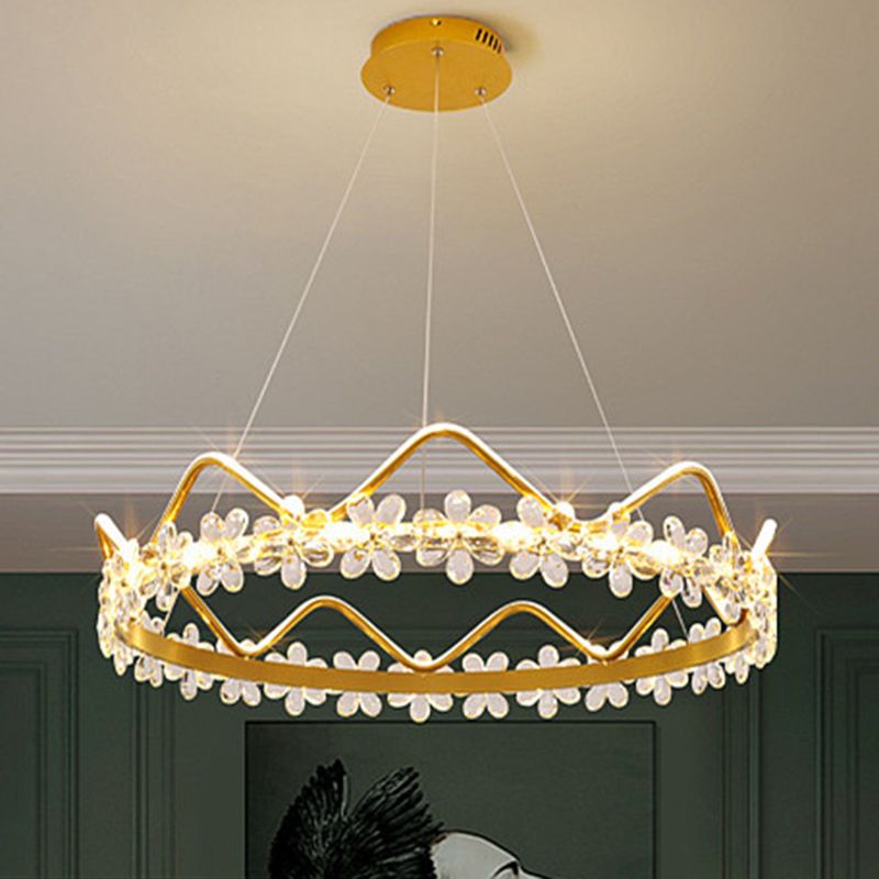 1 couronne légère suspendue pendante lumière nordique Crystal Éclairage en suspension pour le salon
