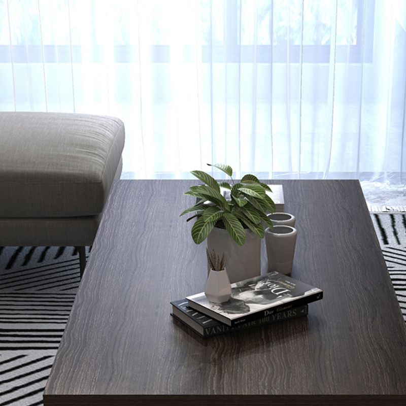 Dark Brown Solid Wood Coffee Table Abstract Coffee Cocktail Table