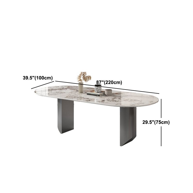Stone Dining Table Traditional Luxury Dining Table with Double Pedestal