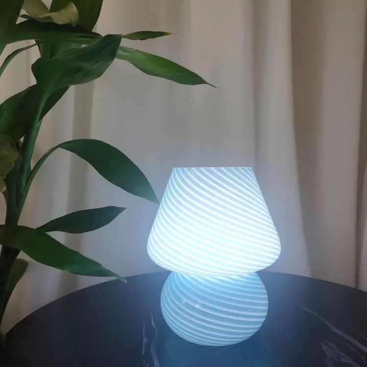 Trendy paddestoelvormige tafellicht macaron glas 1-licht nachtkastje lamp voor slaapkamer