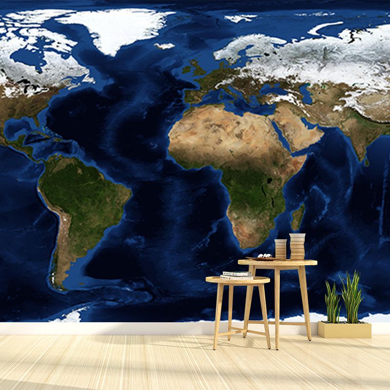 Contemporary Style Map Wall Mural Mildew Resistant Wall Covering