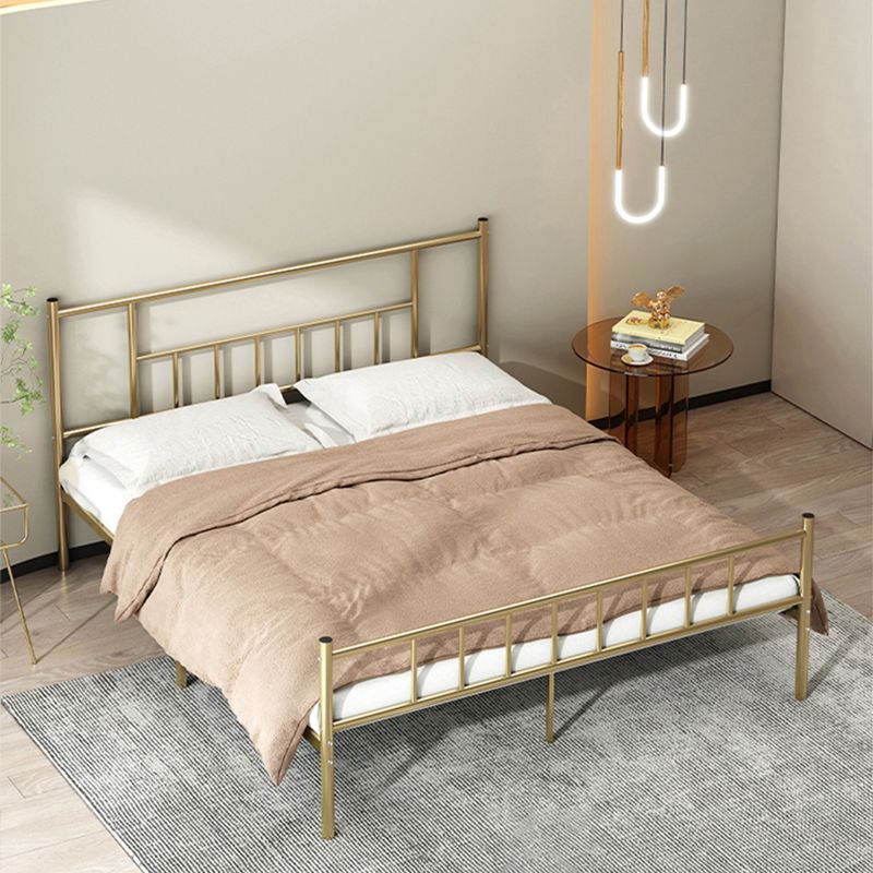 Iron Bde with Rectangular Headboard and Metal Legs in Solid Color