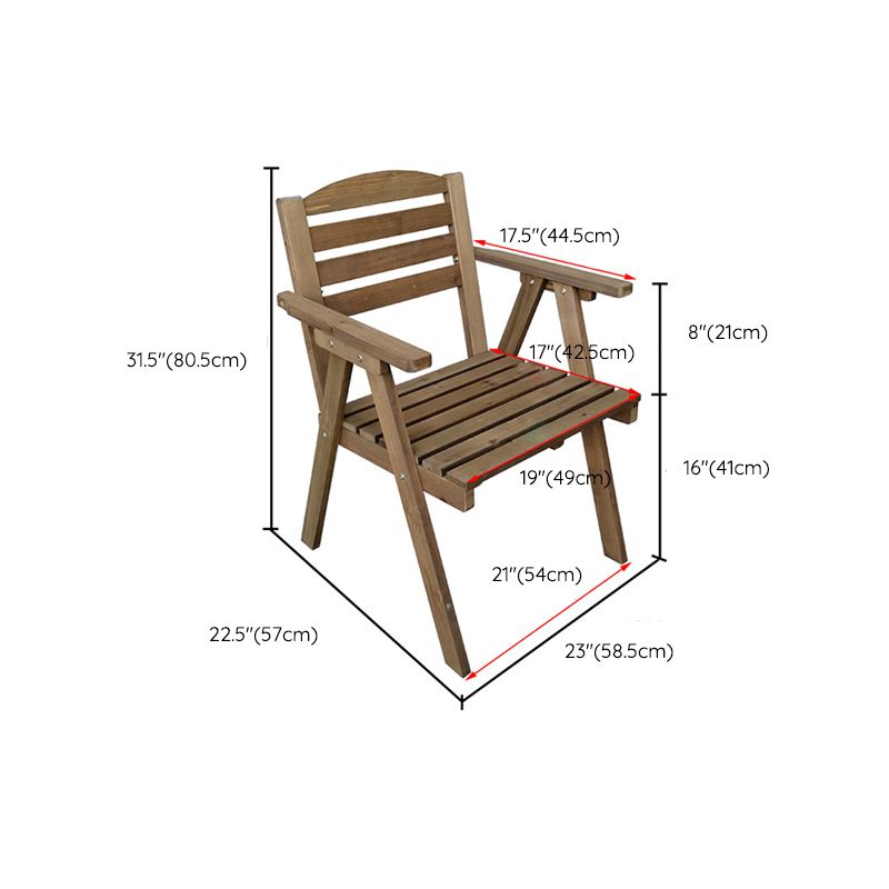 Contemporary Outdoor Chair Folding Solid Wood Open Back Dining Chair