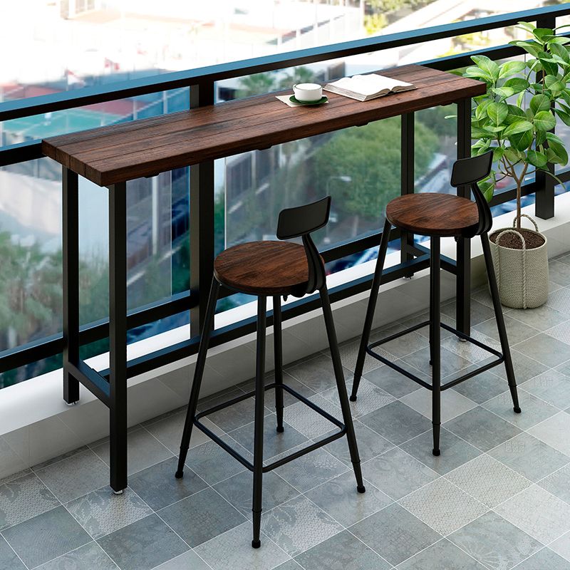 Solid Wood Bar Table 41.33" High Brown Water Resistant Table