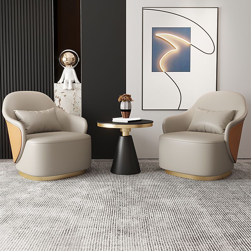 Modern 25.6" Wide Pillow Back Chair Leather Sloped Arm Chair