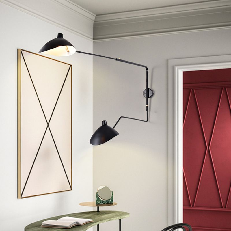 Nordic Metal Wall Light Cap Shape Swing Arm Wall Sconce for Living Room