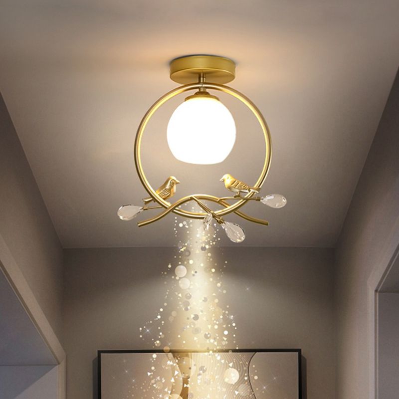 Sphère contemporaine luminaire luminaire 1 les lampes de montage à chasse d'eau légère avec oiseaux