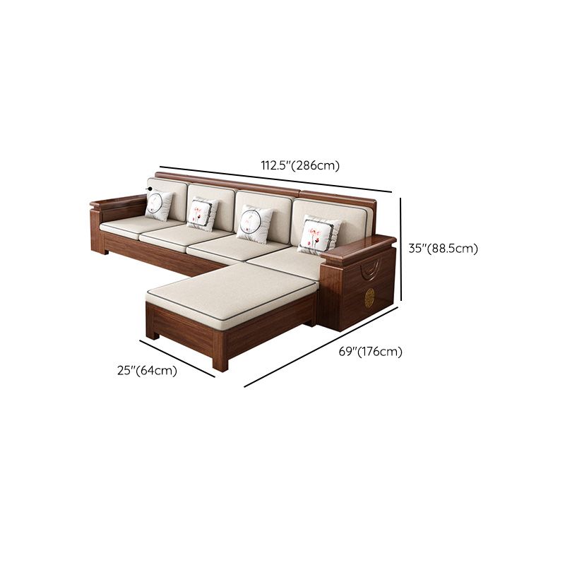 Contemporary Solid Wood Frame Sofa in Brown Cotton Blend Sofa