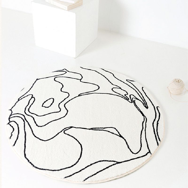 Simplicity Line Design Rug Leisure Round Area Rug Polyester Anti-Slip Carpet for Home Decor