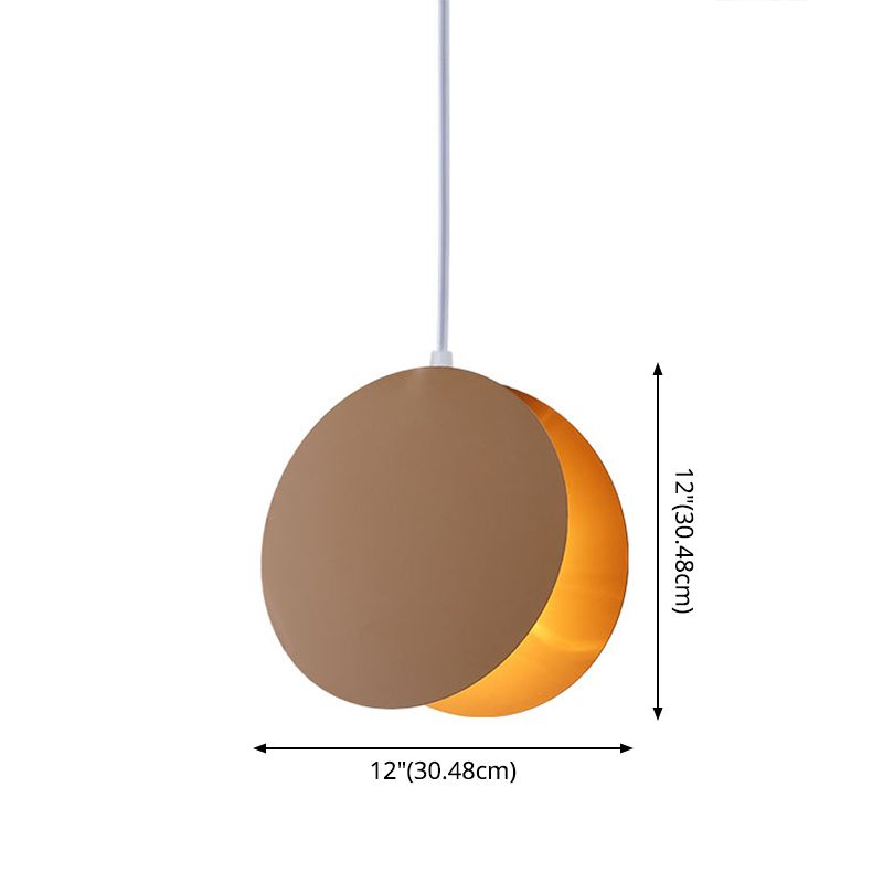 Shell Inspired Round Pendant Lamp Macaron Style Metal 1-Light Diner Ceiling Light