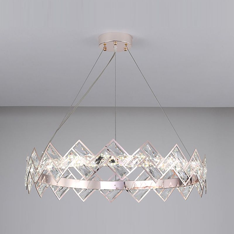 Wheel Shape Pendant Chandelier Modern Style Crystal 1 Light Chandelier Light in Silver