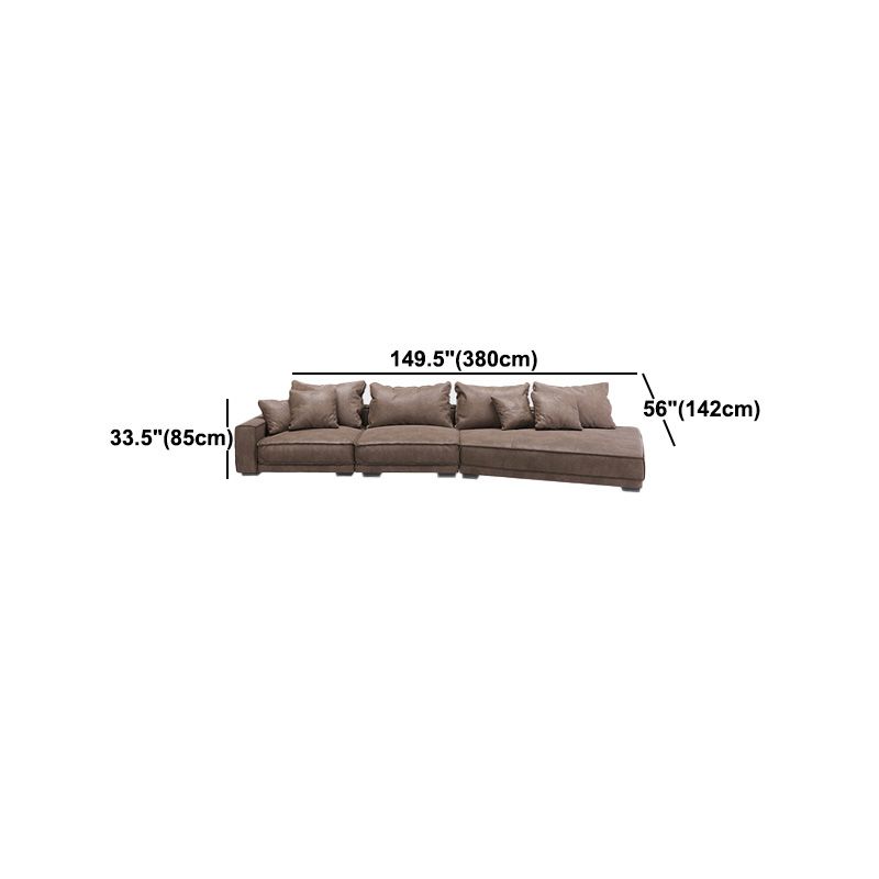 Scandinavian Square Arm Sectional with Pillow Back for Apartment