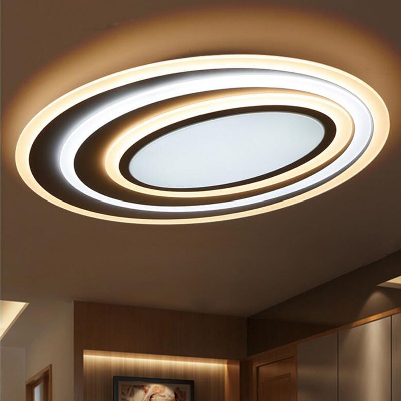 Acrylique Elliptical Flush Mount Lighting Modern White Surface LED Ceiling Light, 19.5 "/23.5" /39 " Wide