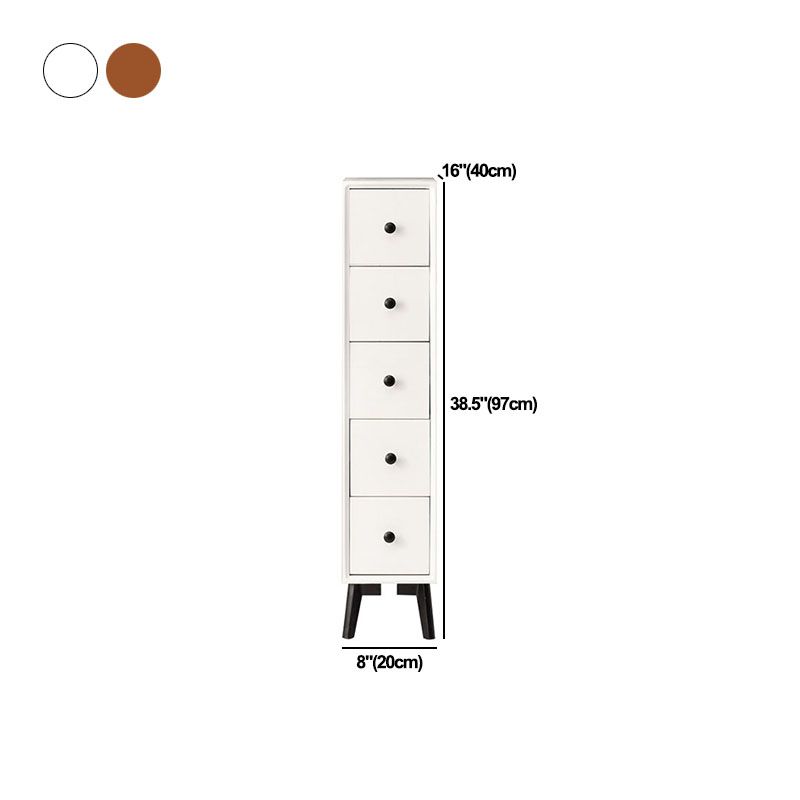Modern Wooden Lingerie Chest Bedside Vertical Storage Chest in White and Brown