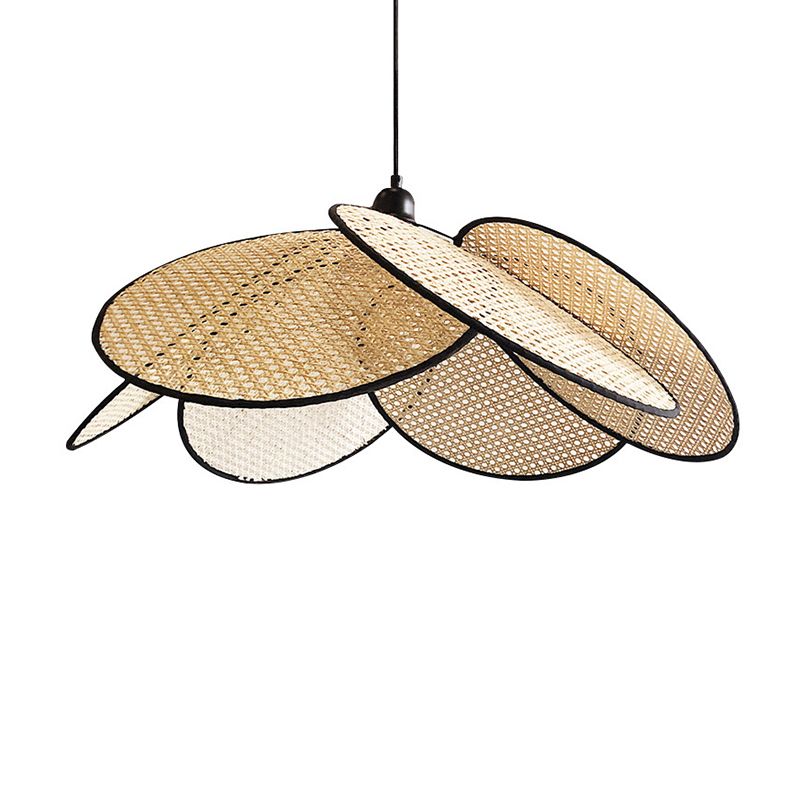 Modern Minimalist Style Symmetrical Pendant Lighting Fixtures Rattan 1 Light Pendant Light Kit for Living Room