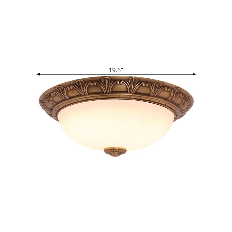 Crema Glass Domed Rush Mount Campiña 4/3/2 Bulbos Brass Techo fixture for Corridor, 12.5 "/16" /21.5 " O