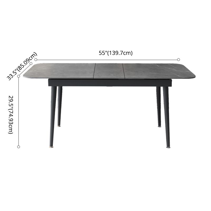 Modern Style Sintered Stone Dining Table Set Extendable Rectangular Dining Table with Trestle Base
