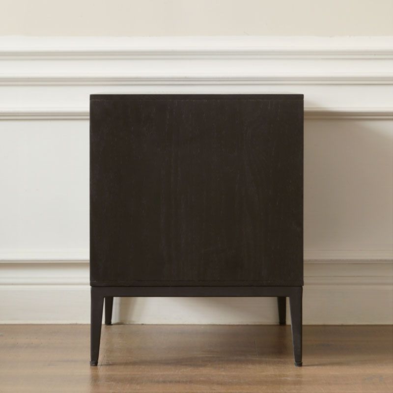 Mid Century Modern Wooden Nightstand with 2 Drawers for Bedroom