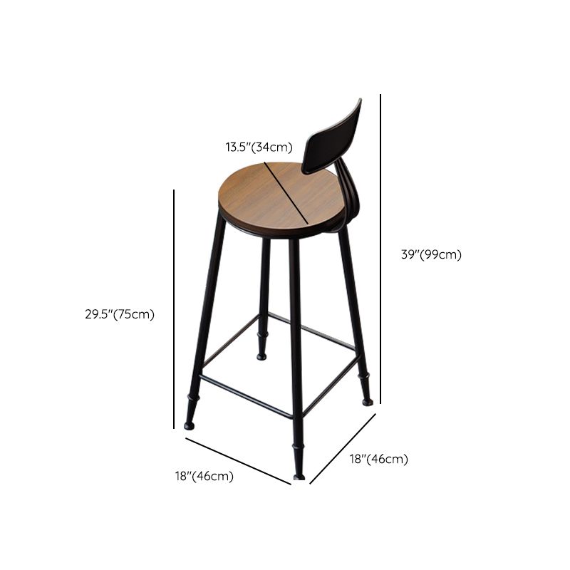 Wood Low Back Dining Stools Contemporary Armless Bar Stools with Footrest