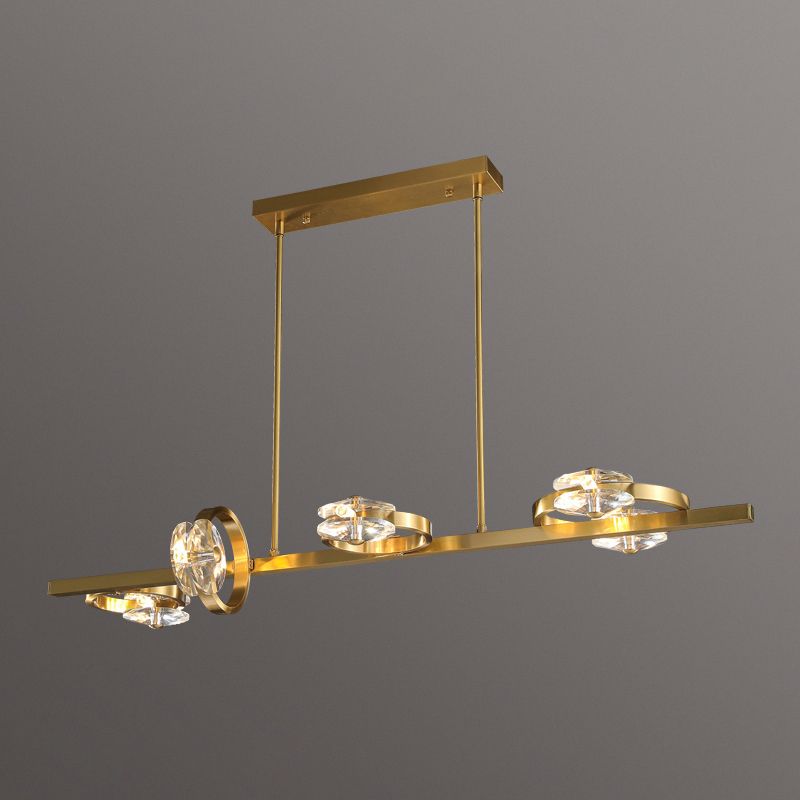 Contemporary Island Light Rings Crystal Island Lights in Gold for Kitchen