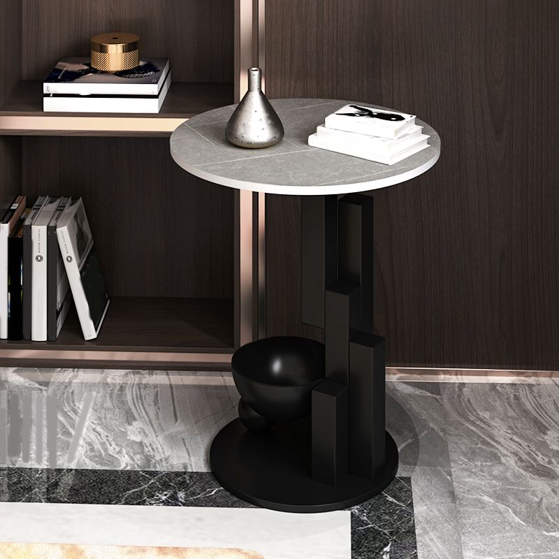 Contemporary Metal Corner Table Pedestal Round Living Room Sofa Side Accent Table