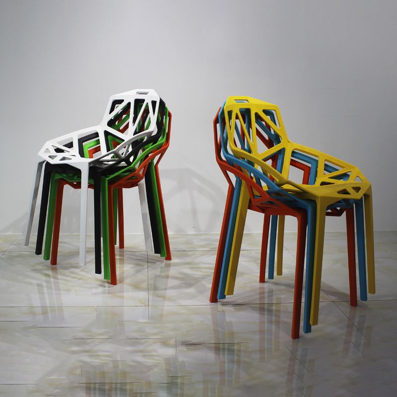 Silla de comedor de estilo moderno, silla auxiliar de plástico con brazo de comedor para cocina (juego de 4)