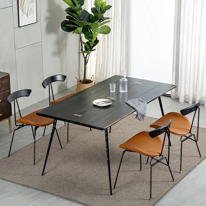 Mesa de comedor rectangular industrial mesa de madera maciza con 4 piernas negras