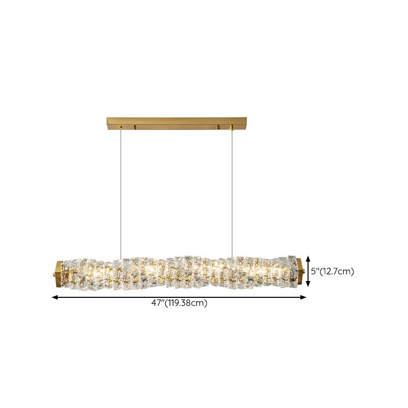Crystal LED Pendant Ceiling Cylinder Kitchen Island Fixture in Gold Finish