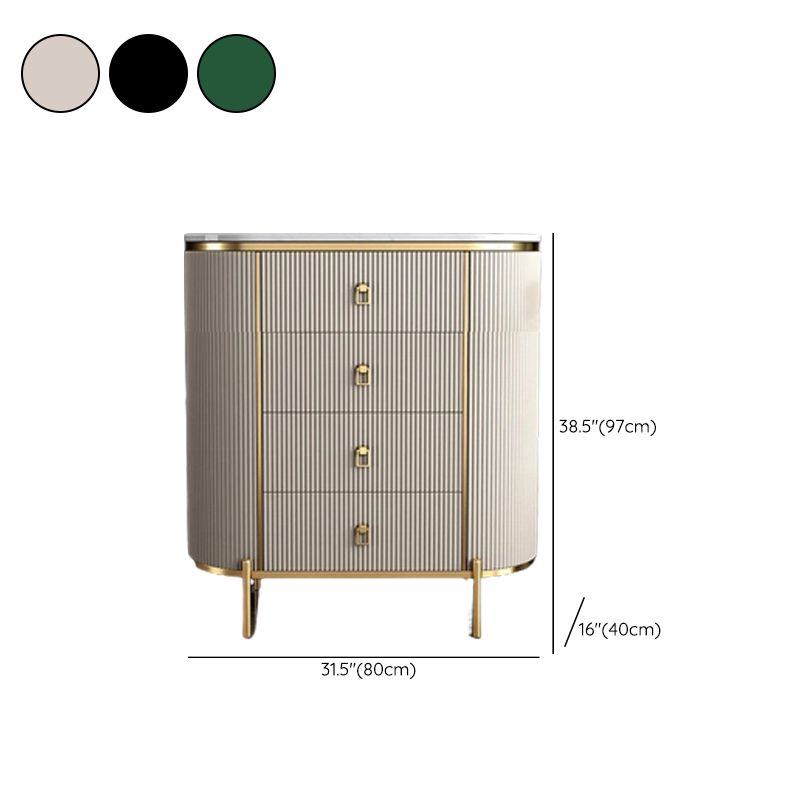 Glam Chest Bedroom Stone Vertical Storage Chest with Drawers
