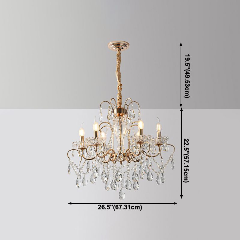 Candle Chandelier Light Fixtures American Style Multi-Head Suspension Pendant Lamps with Crystal