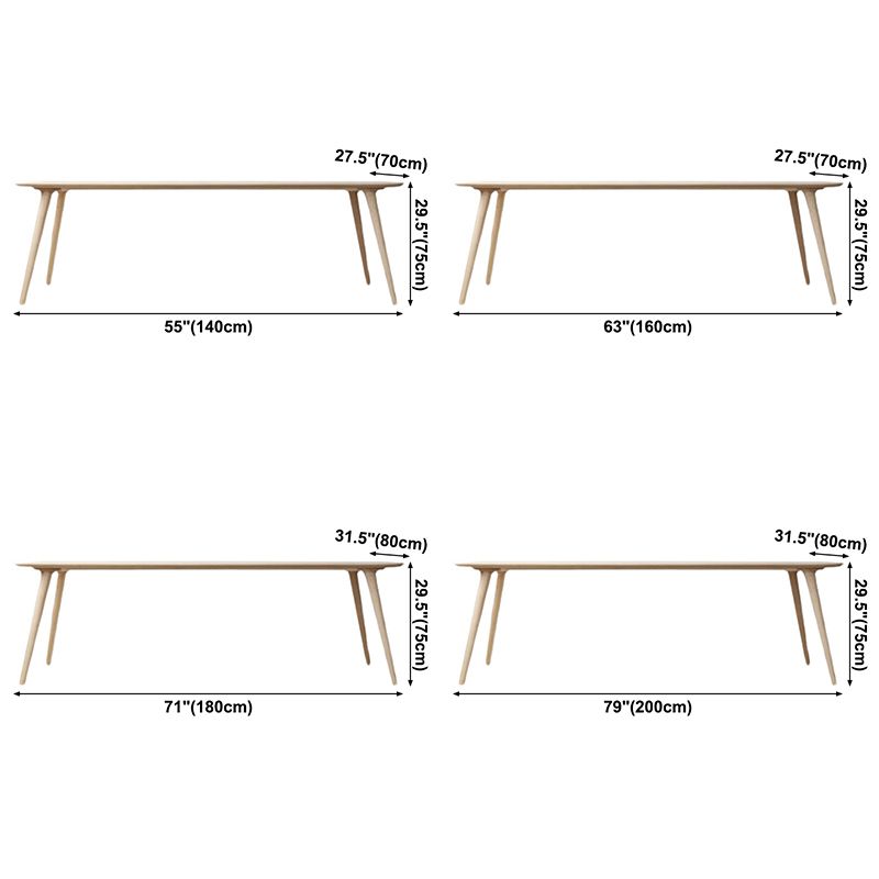Rectangle Pine Solid Wood Table Modern Dining Table with 4 Legs for Restaurant